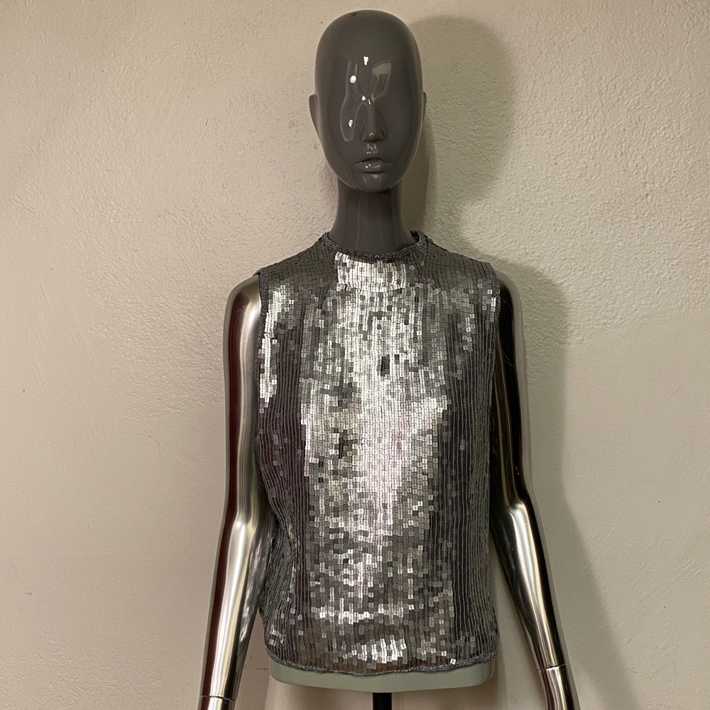 Holt Renfrew Silver Sequin Top, 14